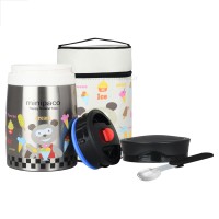 فلاسک غذای 890 میل کیف دار طرح حیوانات خرس رنگ استیل pinkah