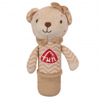 جغجغه سوسیسی طرح خرس دختر رنگ کرمی baby fun