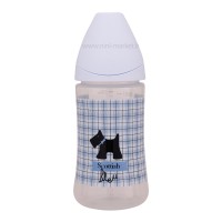 شیشه شیر پیچازی 270 میل طرح سگ مشکی رنگ آبی سواوینکس Suavinex