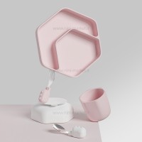 ست ظرف غذا سیلیکونی رنگ صورتی هی اور شی Heorshe