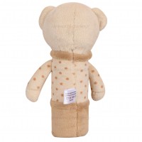 جغجغه سوسیسی طرح خرس پسر رنگ کرمی baby fun