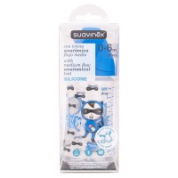 شیشه شیر کارتونی 270 میل طرح راکن رنگ آبی برند سوانیکس Suavinex