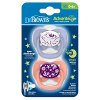 پستانک دو عددی درب دار بادامی نایت 0-6 ماه طرح دار دکتر براون Dr.brown