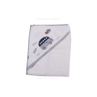 ست 5 تکه حوله نوزادی پاپو papo طرح ماشین رنگ سفید-طوسی