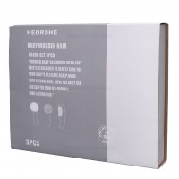 شانه برس 3 تیکه چوبی جعبه طوسی heorshe