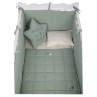 ست روتختي 8 تيکه طرح مرغابي پارچه موسلين رنگ سبز ايسيز Isiz