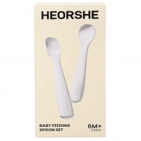 ست قاشق دو عددی سیلیکونی رنگ سفید هی اور شی heorshe