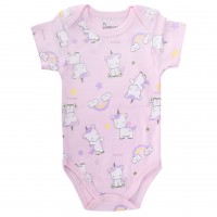 سه تیکه دخترانه طرح تک شاخ رنگ صورتی دانالو