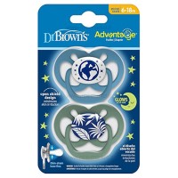 پستانک دو عددی درب دار بادامی نایت 6-18 ماه طرح دار دکتر براون Dr.brown