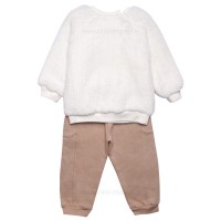 بلوز شلوار پسرانه طرح خرس رنگ شیری کرم پاپو Papo