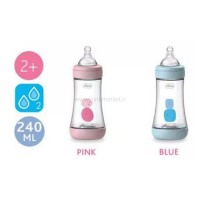 شیشه شیر پرفکت 240 میل 2+ ماه رنگ صورتی چیکو Chicco